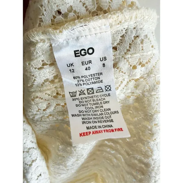 New EGO Extreme Plunge Mini Bodycon Dress In Cream Texture Size 8 - Image 9