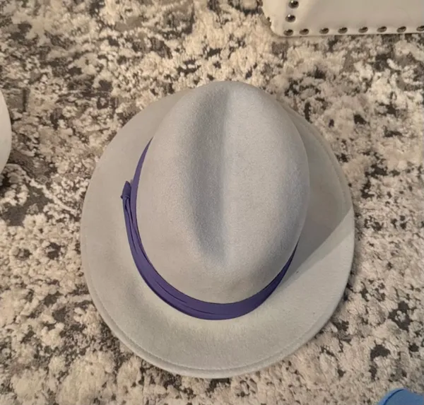 Blue Vintage 'Peachfelt' Wool Fedora Hat with Grosgrain Ribbon - Image 3