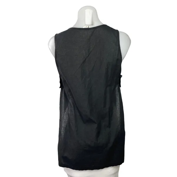 Commense Women's Black Sleeveless Open Sided V-neck Button Down Vest Top Sz XS - Image 3