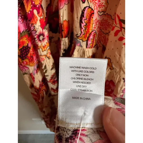 a loves a Womens Maxi Dress S Multicolor Viscose Boho Floral Tiered Button Front - Image 8