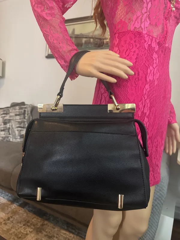 Aldo Black Satchel with Gold Hardware - Image 3
