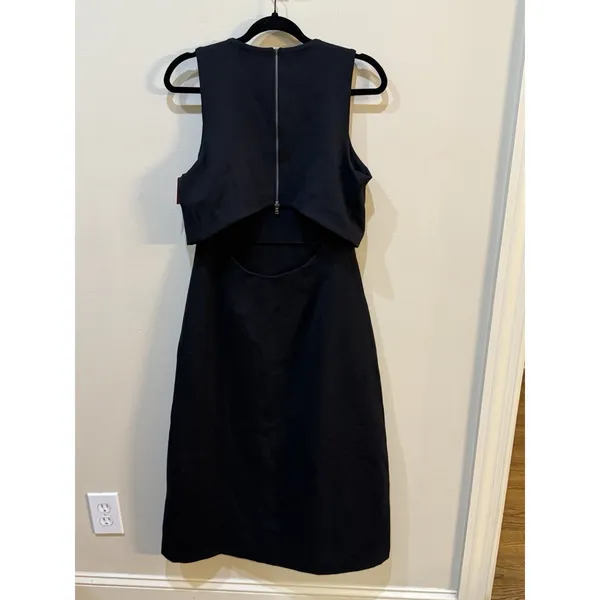 Spanx Ponte Overlay Fitted Midi in Classic Black Sleeveless Dress Size Medium - Image 3