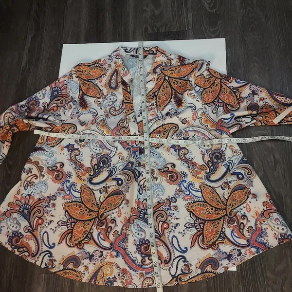 SHEIN Curve Floral V-Neck Paisley Print Blouse 2XL Plus Boho Dopamine 70s Look - Image 6