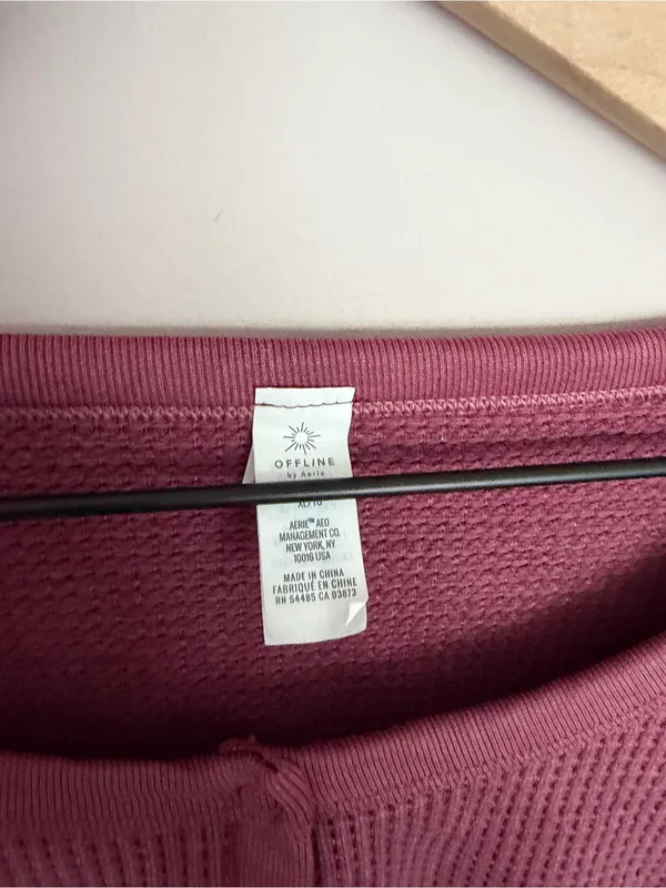 Aerie Offline Main Squeeze Cropped Waffle Knit Henley XL - Image 4