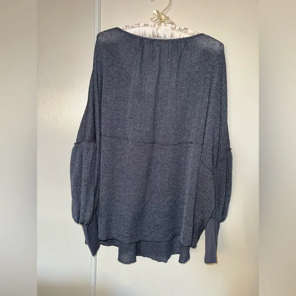 Free People Navy Button-Down Blouse - Image 2