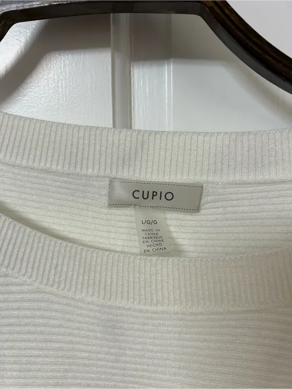 Cupio Cream Ribbed Crewneck Sweater with Button-Trim Sleeves - Image 4