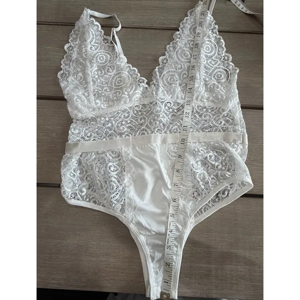 New‎ Even White Small Lingerie Teddy Bodysuit Lace Boho Chic Sexy Festival Wear - Image 10