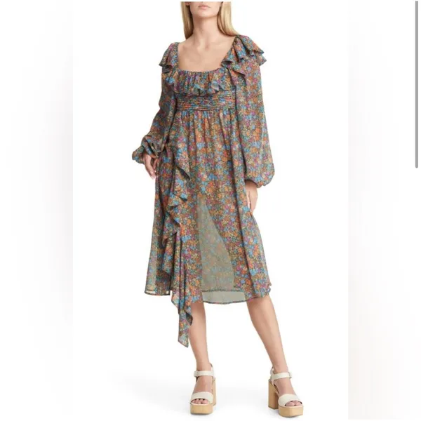 NWT For Love and Lemons BrittanyMidi Ditsy Floral Midi Dress Sz Small‎ $265 - Image 3