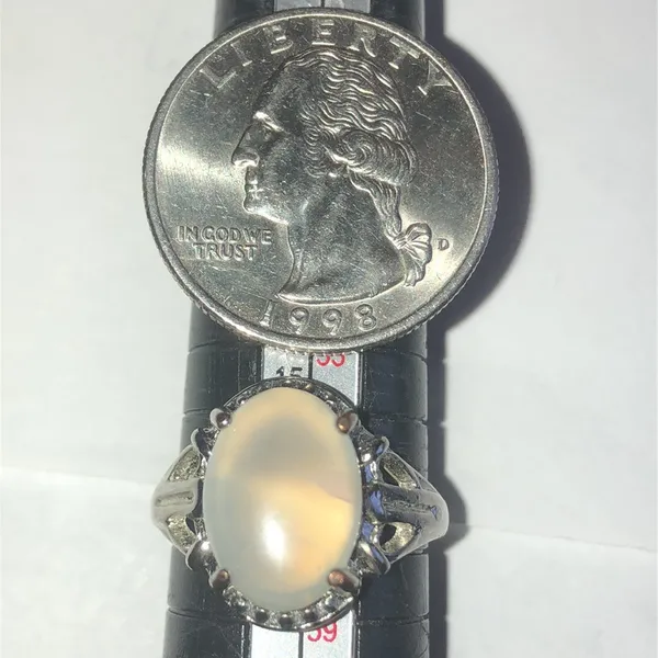 Elegant Silver Tone Boho Ring with Opalescent Stone - Image 8
