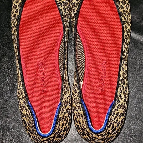 Rothy's Womens Little Cat Square Toe Leopard Print Flats Shoes‎ 10.5 - Image 5