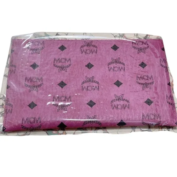 MCM Visetos Leather Clutch Bag in Pink New with Tag - Image 10