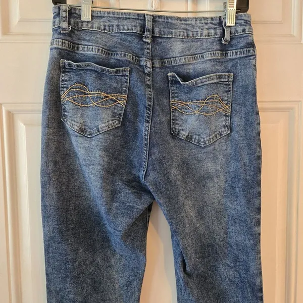 Bootcut Jeans Women's Size XL 30x29 HighRise Denim Acid Washed Super Stretch - Image 4