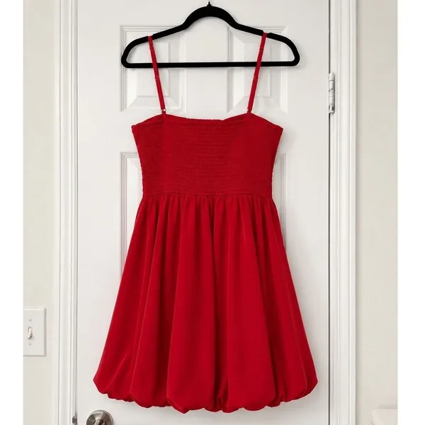 Band of the Free Red Bubble Hem Fit & Flare Mini Dress Party Cocktail Small - Image 3