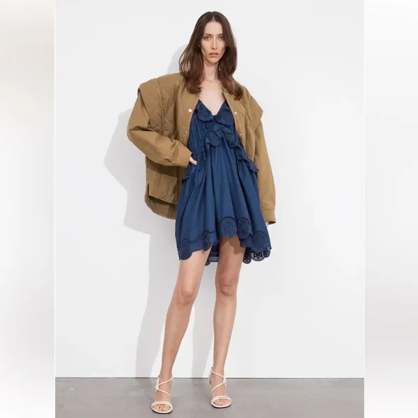 & OTHER STORIES Embroidered Strappy Mini Dress - Image 5