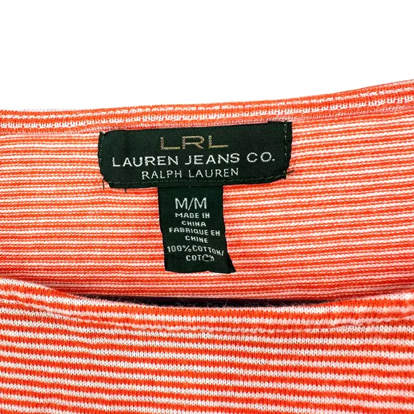 Lauren Jeans Co Size Medium‎ Shirt Red Pinstripe 3/4 Sleeve Casual Everyday LRL - Image 4