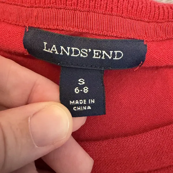 Lands End Womens Size Small Red Supima Cotton Blend Short Sleeve Sweater Top - Image 4