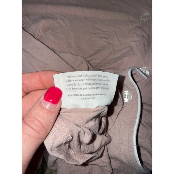Cozy Earth Pajama Top Women XL Mauve Excellent Bamboo‎ Viscose Button Down - Image 4