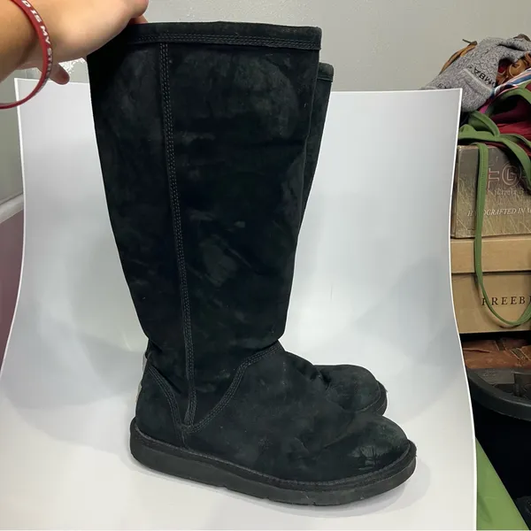 UGG Australia greenfield boots black‎ leather side zipper closure women’s size 7 - Image 2