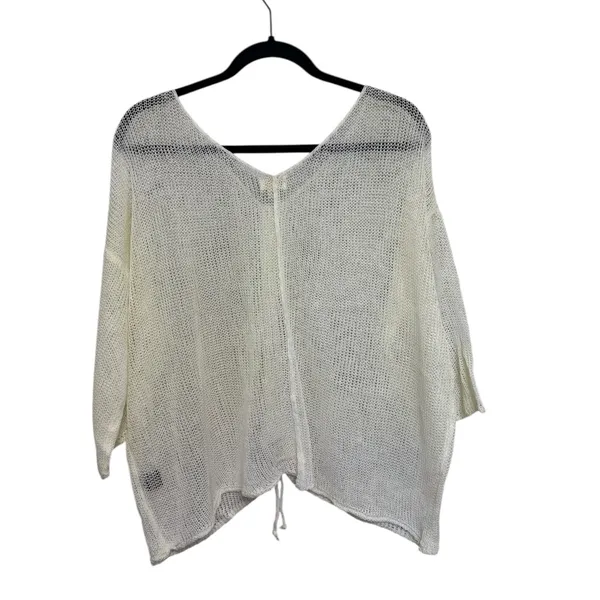 POL V-Neck Open Knit Lightweight Knit Beachy Sweater in Off-White/Ivory - Size S - Image 2