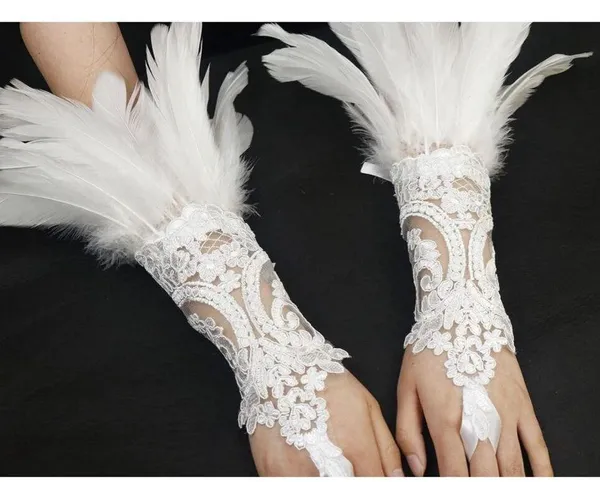 NEW White Lace Gloves Elegant Long Satin Bridal Banquet Prom Formal Dress - Image 5