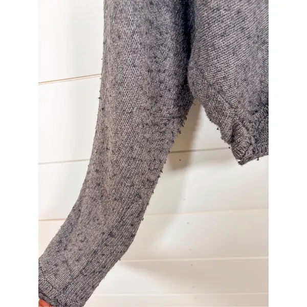 BCBGMaxAzria Women's Fringe Cable Cowl Pullover Sweater Heather Gray Size XS - Image 4