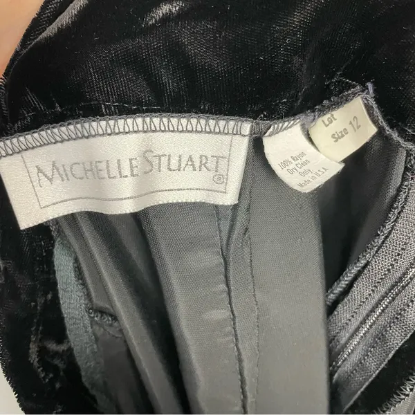 Vintage Velvet Skirt‎ Gathered Waistband Black Midi Straight Michelle Stuart - Image 3