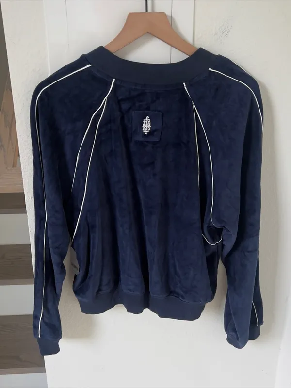 Free People Chalet Layer Velvet Top - Midnight Navy Blue White Combo - NWT - Image 3