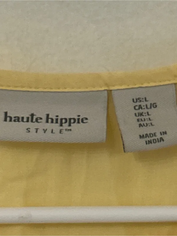 Haute Hippie Pale Yellow Midi Dress with Lace Trim - Image 5