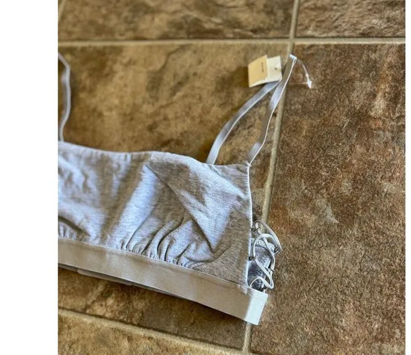 Aerie Real Good Strappy Side Lace Up Bralette Grey Size Medium - Image 4