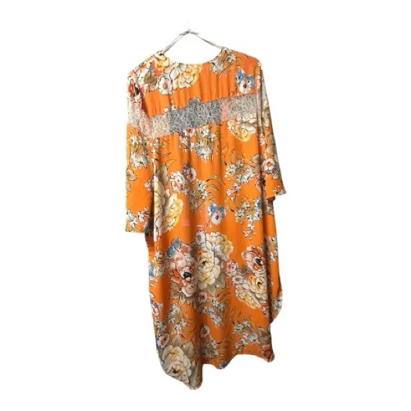 Floral Orange Women's Robe open kimono style large - Image 3