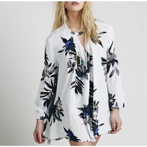 ✨Free people White Combo Electric Orchid Sz Small Swing Tunic✨ - Image 2