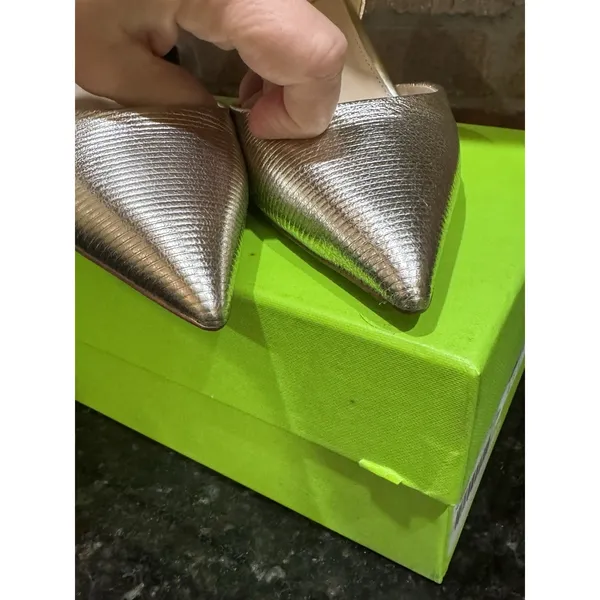 Sam Edelman Z56103 Viv Platinum Metal Leather d'Orsay Pointed Toe Pump Size 7 - Image 7