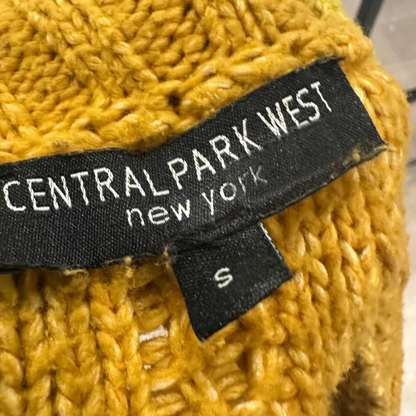 Central Park West Mustard Cable Knit Cardigan Sweater SMALL Cottage Prairie $181 - Image 9