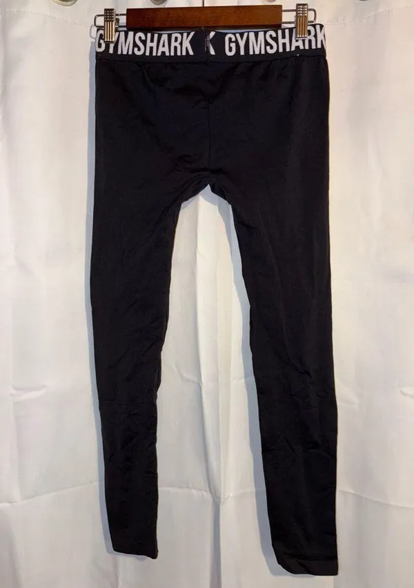 Gymshark Fit Leggings Black Women Size Small Athletic Wear Logo Waist Band - Image 2
