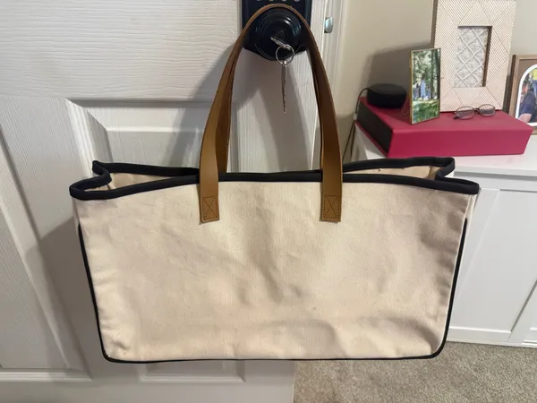 Canvas Beach Tote Tan - Image 3