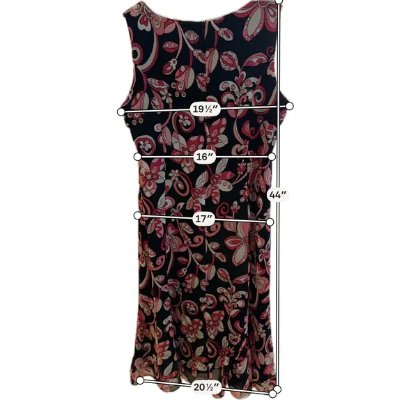 Studio I Womens Pink Floral Psychedelic Sleeveless‎ Midi Dress with Belt Size 16 - Image 5