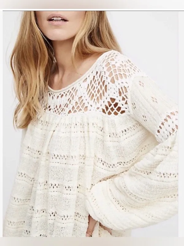 Free People Someday Crochet Sweater Size M - Image 3