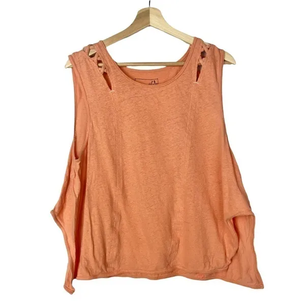 Free People We‎ the Free Summers End Orange Linen Swing Tank Top S - Image 3