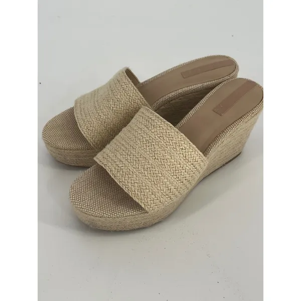 Copper Key Woven Espadrille Wedge Platform Slide Sandals Women 8 Cream Hamptons‎ - Image 2