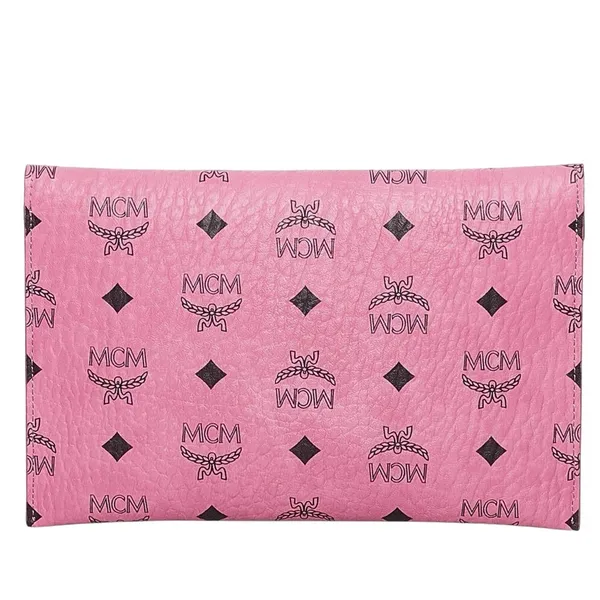 MCM Visetos Leather Clutch Bag in Pink New with Tag - Image 4