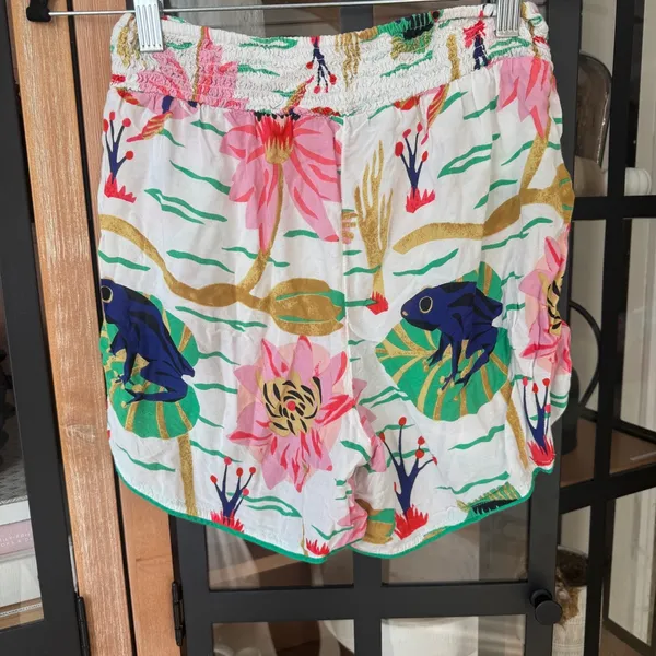 Anthropologie x Claire Colin art shorts elastic smock waistband colorful print - Image 3