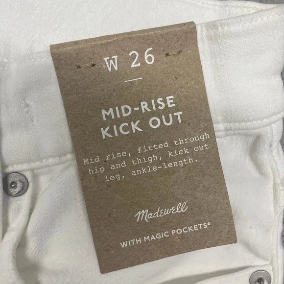 Madewell Jeans Womens Size‎ 26 White Mid Rise Kick Out Crop Denim NI961 - Image 8