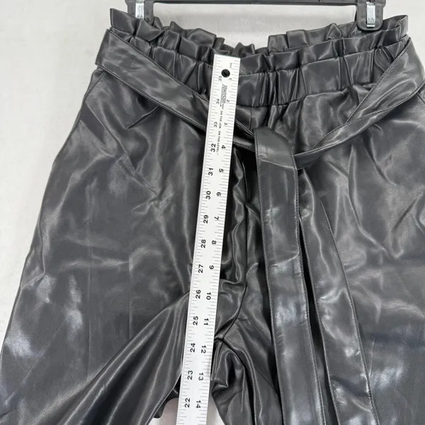 Avec Les Filles Black Faux Leather Paperbag Waist Pants Women's Size S‎ - Image 3