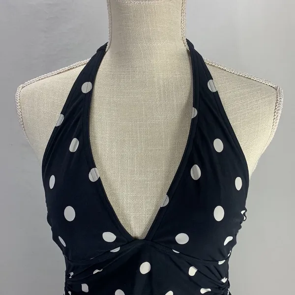 Body Maternity Halter Style Polka Dot Black and WhiteTankini Top Size Small - Image 2