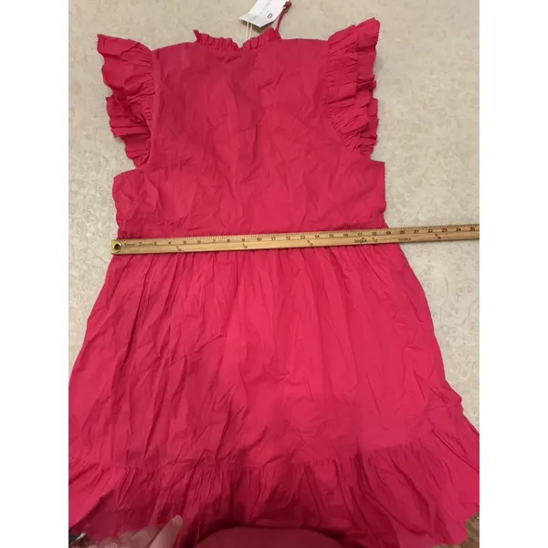 Caroline Constas Designer Tiered Ruffled Mini Dress Hot‎ Pink 100% Cotton - Image 14