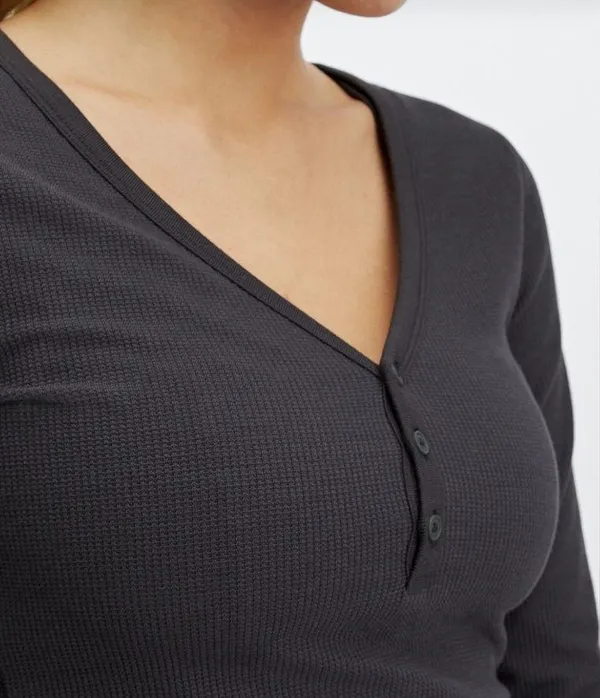 Fabletics Women’s Waffle Henley Long Sleeve Shirt - Image 8