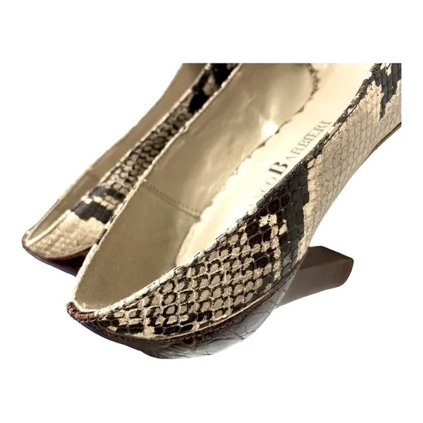 Franco Barbieri Italian Snakeskin Croc Trim Heeled Loafer Pumps 6.5 M - Image 9