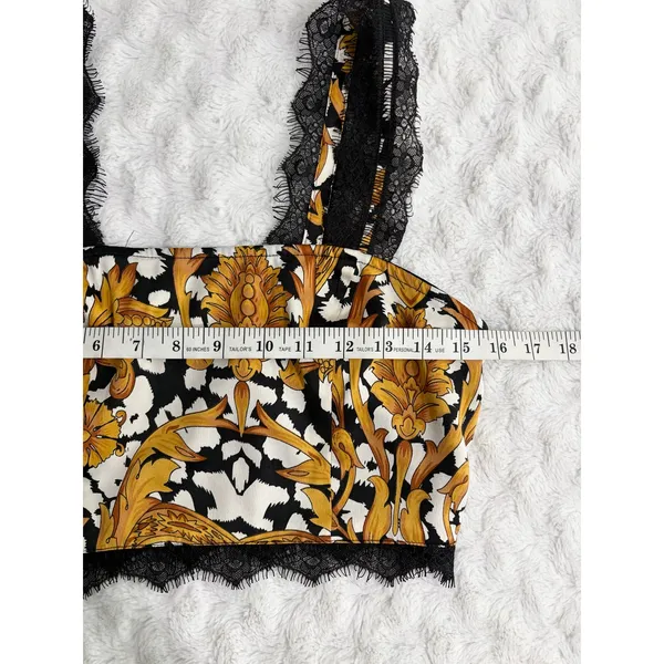 ASOS Black Gold Baroque Lace Trim Sleeveless Going Out Glam Crop Top 4 - Image 6
