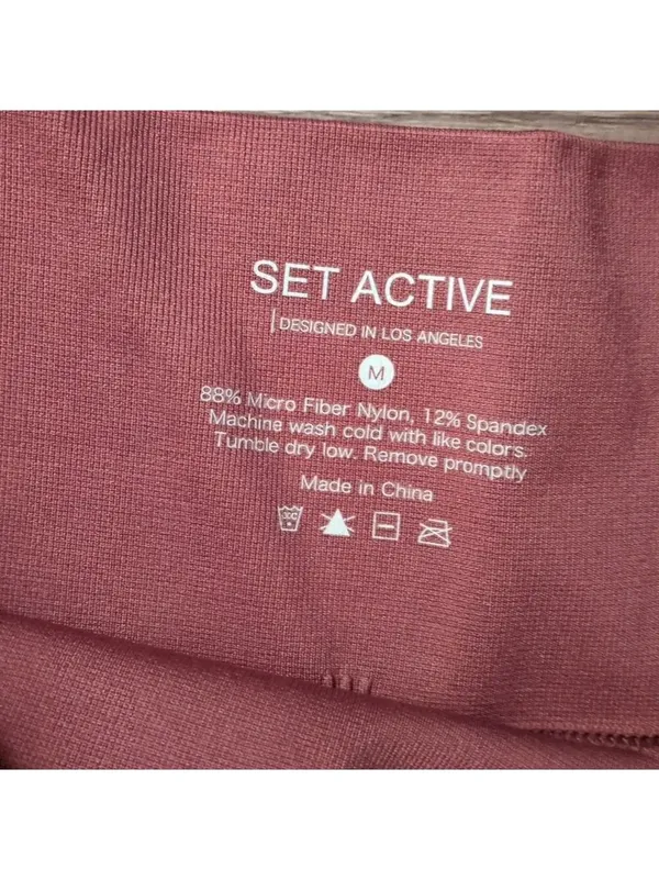 Set Active Mauve Seamless Ribbed Leggings Size Medium - Image 3