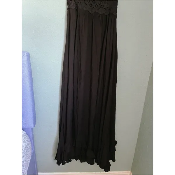Free People Adella Maxi Slipdress FP One Whimsigoth Romantic Grunge XS Black - Image 5